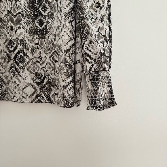 Allison Joy Evereve Snake Print Long Sleeve Blouse Gray S - Picture 5 of 7